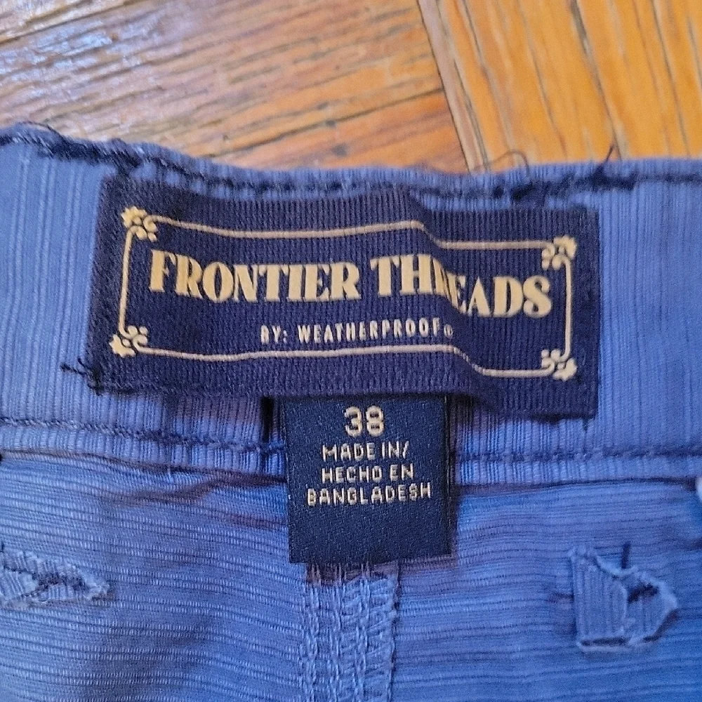 Weatherproof Frontier Threads Vintage Indigo Men's Flat Front Shorts Size 38 NWT
